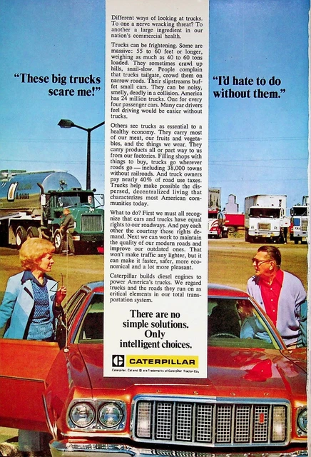 1977 Caterpillar Diesel Truck Engines Vintage Print Ad Nerve Wracking Threat?