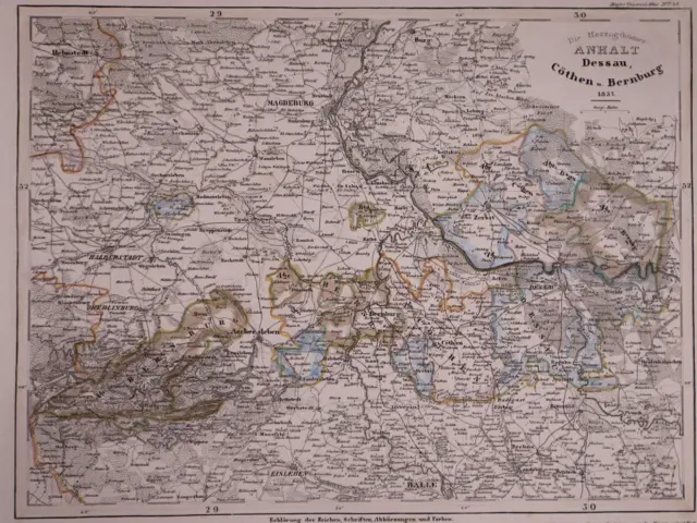 Dated 1837 Universal Atlas Map ~ ANHALT - DESSAU / GERMANY ~ (10x12)-#1299