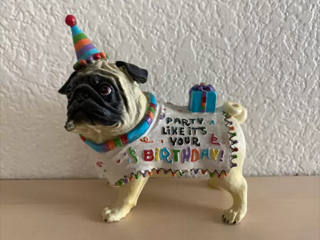 Westland Pugnacious Pug Party Like It’s Your Birthday Pug RARE