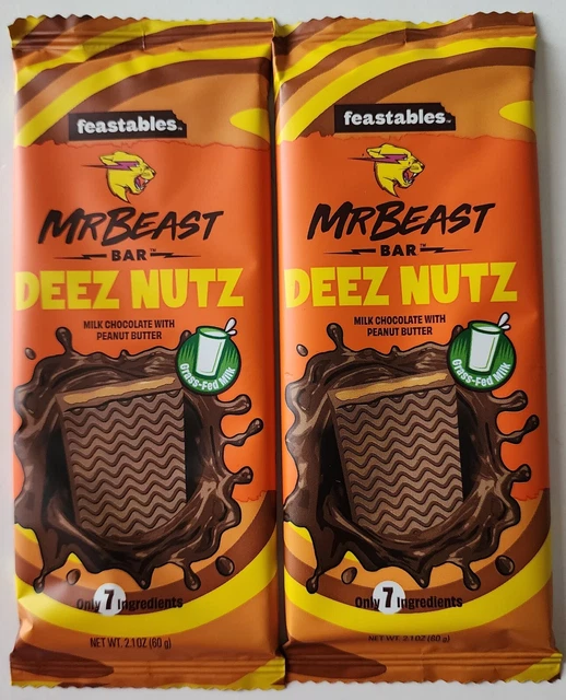 BOX OF 10 Bars MR BEAST Chocolate Feastables Bar Deez Nutz Flavour Uk