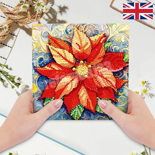 Bekecidi 8 Pezzi Biglietto di Auguri con Pittura Diamante, Biglietto di Auguri di Natale Fai-da-Te con Buste Trapano Fatto a Mano Applique Artigianato d'Arte di Natale Regalo (stile 1