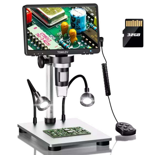 TOMLOV Digital Microscope DM9 1200X 1080P LCD Microscope PC View Coin Magnifier