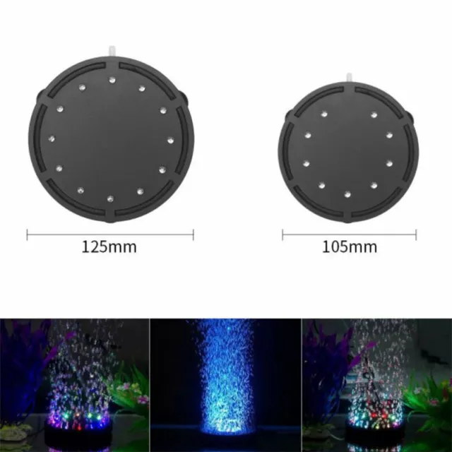 Aquarium Underwater LED Light Air Bubble Stone Colorful For Fish Tank Round A~m'