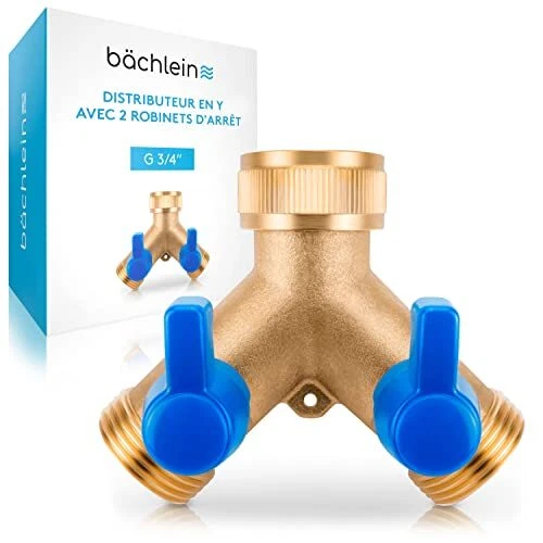 Distributeur en Y Bächlein en Laiton avec 2 Robinets d'Arrêt à Boisseau Sphér...