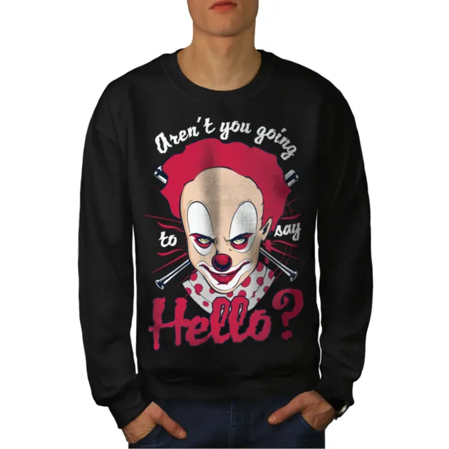 Wellcoda Clown Scary Hello Horror Mens Sweatshirt,  Casual Pullover Jumper