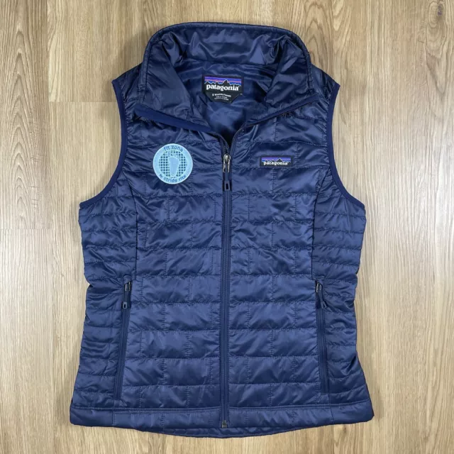 Patagonia Nano Puff Purple Zip Puffer Vest Primaloft Quilted Women’s Small Logo