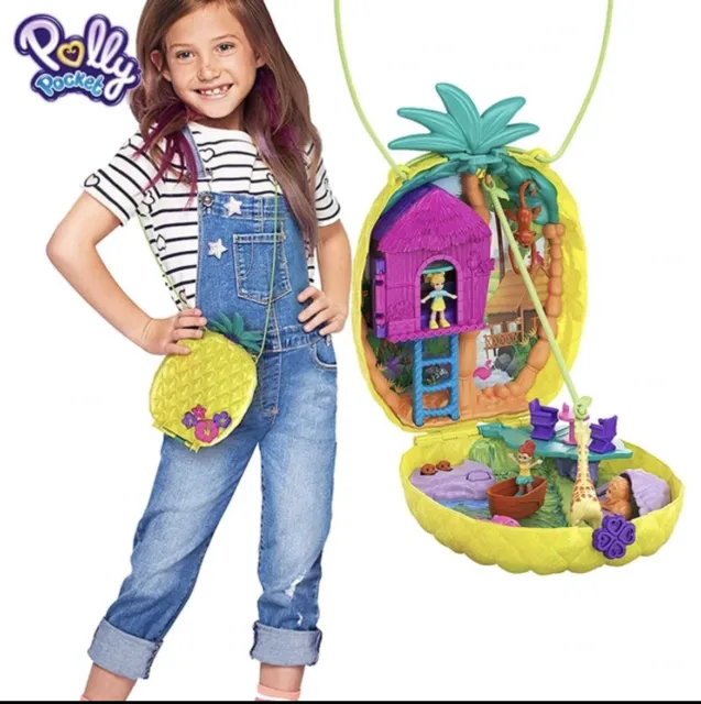 Polly Pocket Tropicool Pineapple Wearable Purse Safari Doll Playset MATTEL, 2019