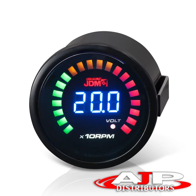 2" Digital JDM Blue LED RPM Tachometer Volt 52MM Car Gauge Meter For Nissan