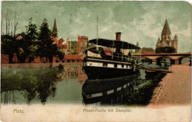 CPA AK METZ - Mosel-Partie mit Dampfer (454506)
