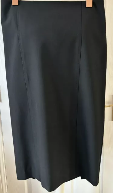 Oasis Black Midi Fully Lined Straight/Pencil Skirt Double Back Slit Size 8