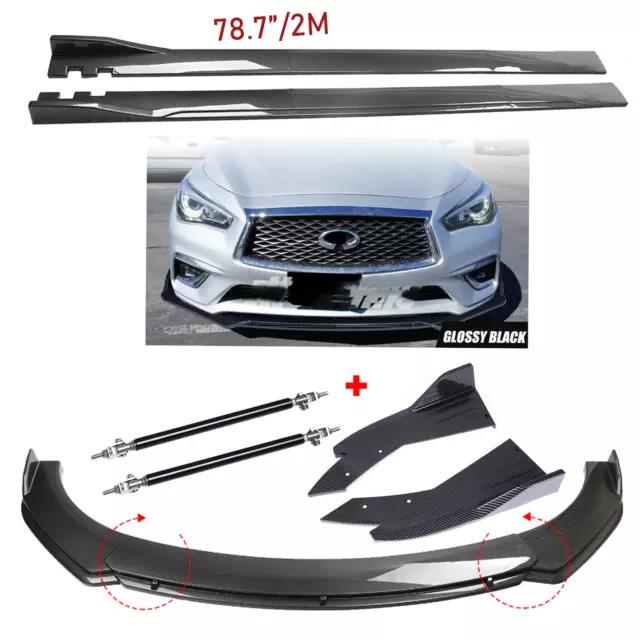 Carbon Fiber Front Bumper Lips Rear Splitter Spoiler For Infiniti G35 Side Skirt