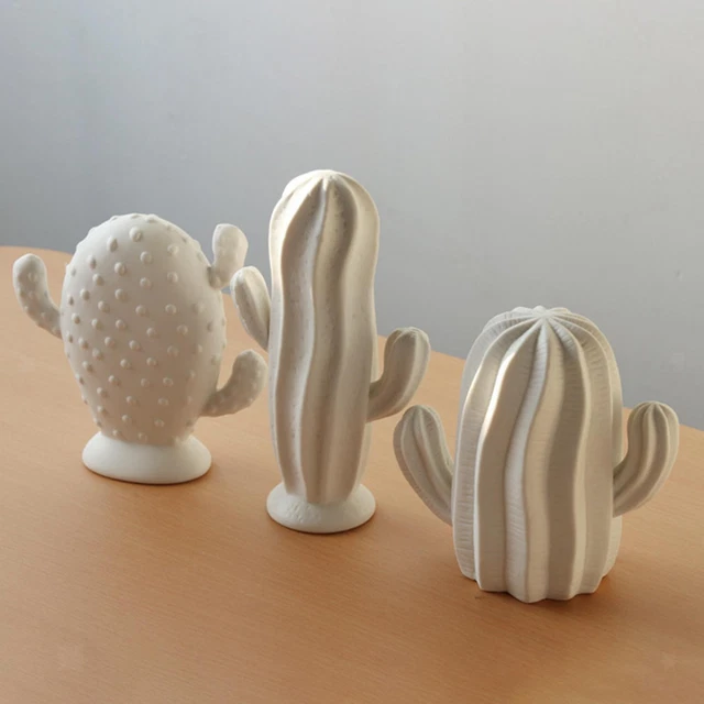 Sculpture d'ornements de cactus en céramique de style nordique pour