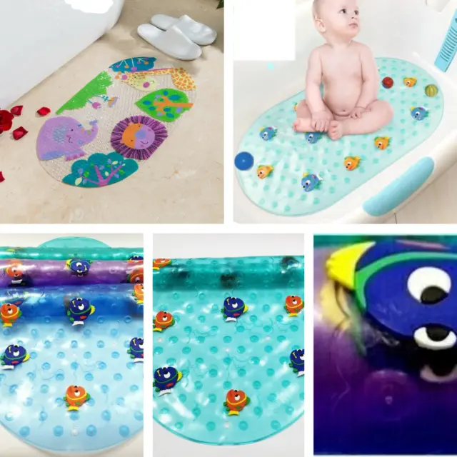 Zmum Kids Love Bath Shower Mat Non Slip With Multi Colour Rubber Fishes