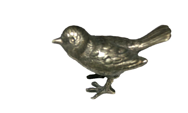 Broche Fantaisie Style Art Déco En Forme De Plume D'oiseau - Métal Argenté - Occasion