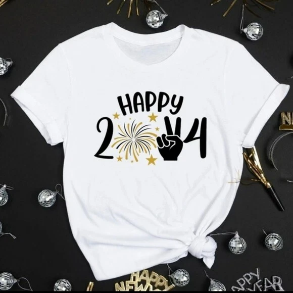 HAPPY 2024 FUNNY Holliday Shirt New Year 2024 Tshirt Christmas Party