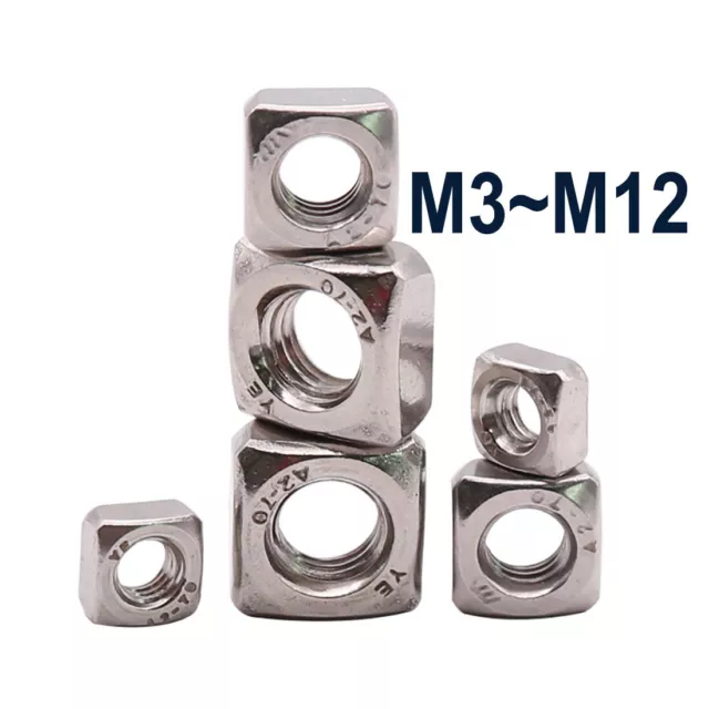 Dadi quadrati metrici A2 304 acciaio inox M3 M4 M5 M6 M8 M10 M12 dadi quadrati