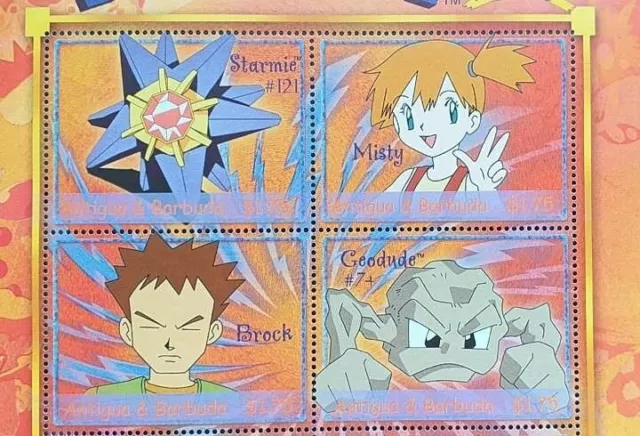 Briefmarken Thema Cine Antigua Und Barbuda 2001 Pokémon Comics MH 6v.Nuevo 2