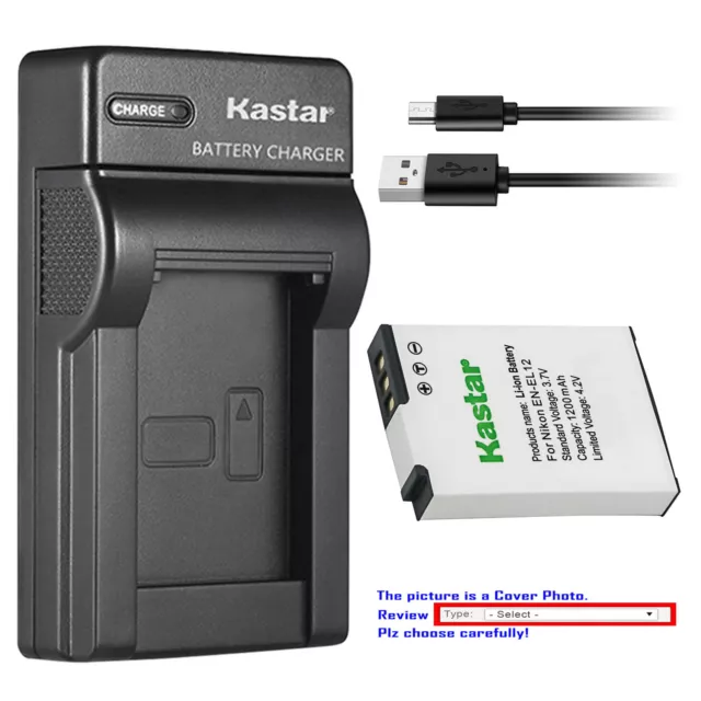 Kastar Battery Slim Charger for Nikon EN-EL12 MH-65 & Nikon Coolpix S6300 Camera