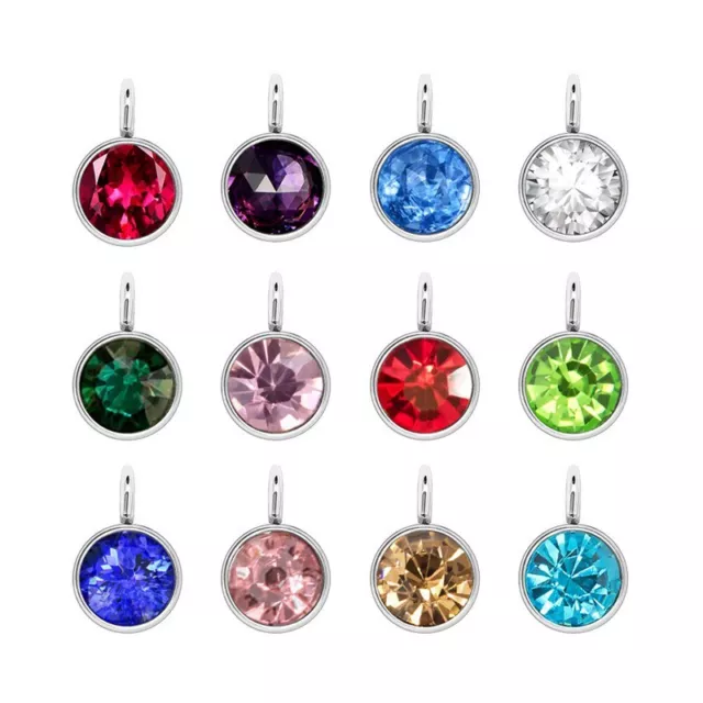 Crystal Birthstone Pendant Necklaces  (Chain Included)