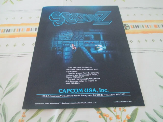 Flyer Original Japonais Section Z Shoot Capcom Arcade - Handbill Chirashi En Très Bon état