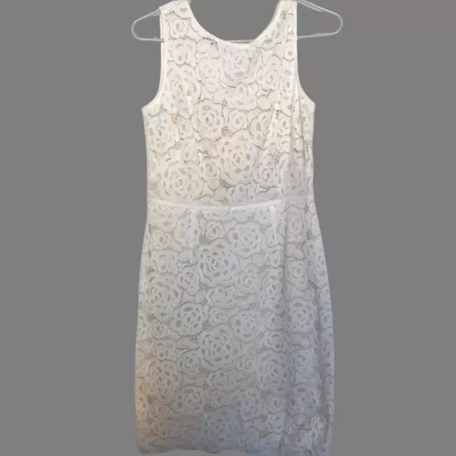 Ellen Tracy Womens Dress 6 Ivory Lace Sleeveless Lined Short Bachelorette New