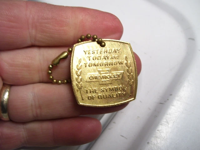 Vintage original GM Chevy nos 60s Brass key promo fob Thanks America Corvette 61