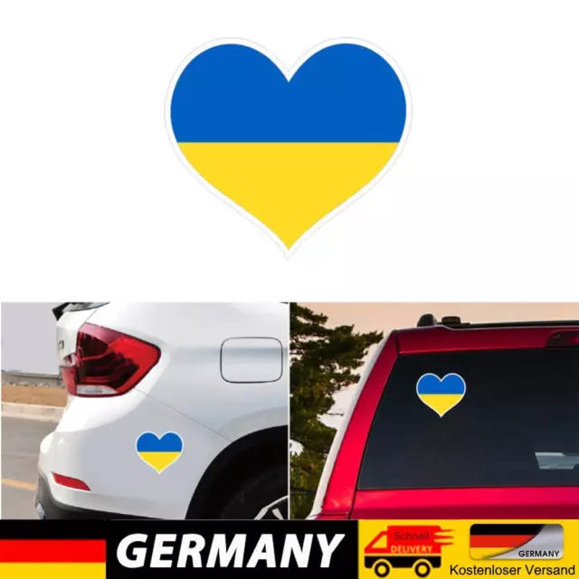 Heart Shape Ukrainian Flag Car Stickers Ukraine Auto Window Decal (10pcs)