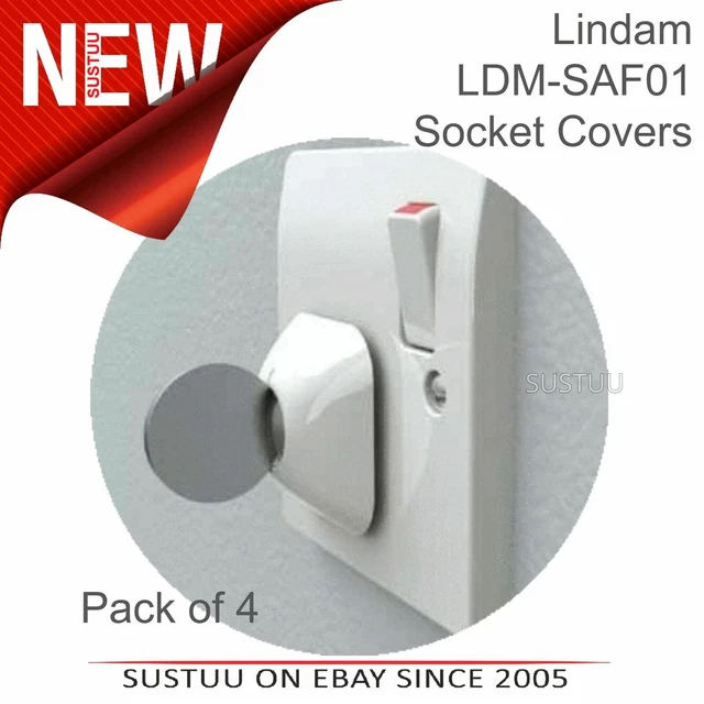 Lindam Xtra Dual Guard Socket Covers 4 Protective Plug Case Child / Baby Safety