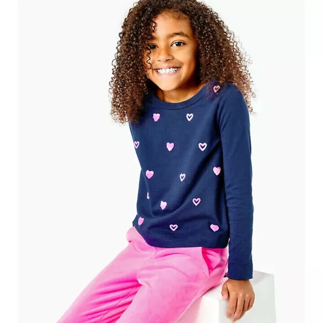 Lilly Pulitzer Kids Girls Mini Rami Sweatshirt Top Soft Terry M 6-7 Years 226459