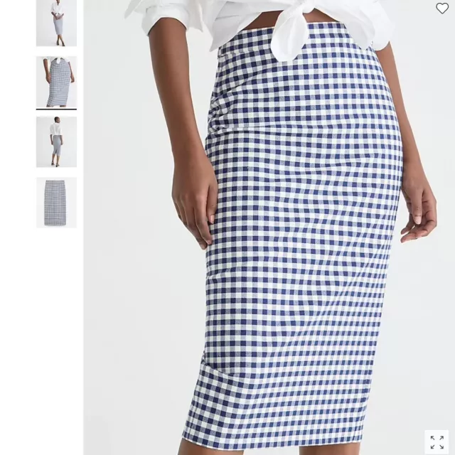 J Crew NWT $118 Tall No. 3 Pencil Skirt in Gingham Bi-Stretch Cotton | Sz 14T 2