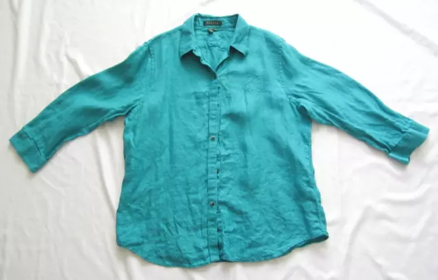 Women Lauren Ralph Lauren 100% Linen Button Up Long Sleeve Shirt Sz XL (WB229)
