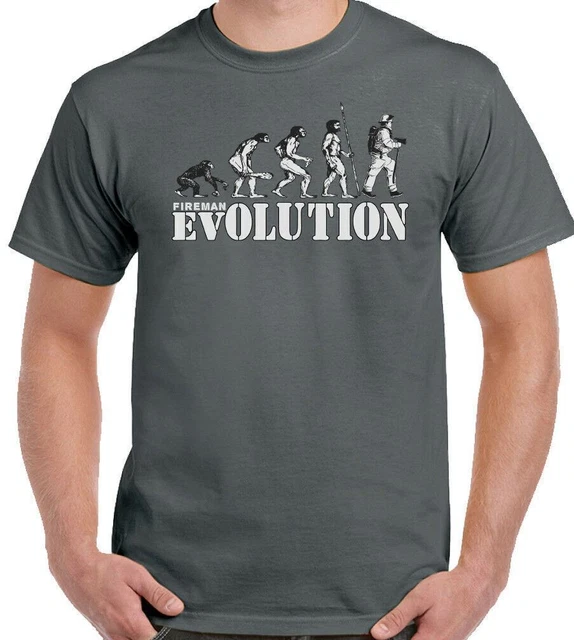 Pompiere T-Shirt Evolution Divertente da Uomo Fuoco Brigata Servizio Top Regali