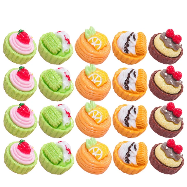 24 Pcs Miniature Kitchen Accessories Fake Resin Food Toy Cake Child
