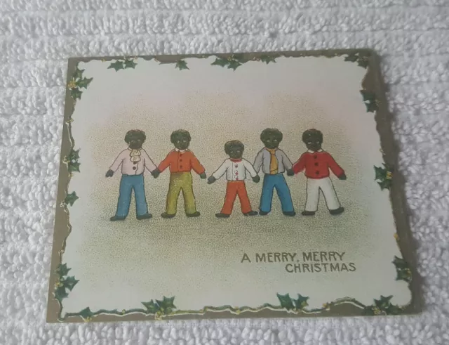Early 1900s African American CHRISTMAS CARD signed from JENNY beautiful colors