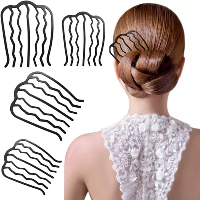 4 Pieces Hair Side Combs Vintage Hair Fork Clip U Shape French Twist Hair Pin...