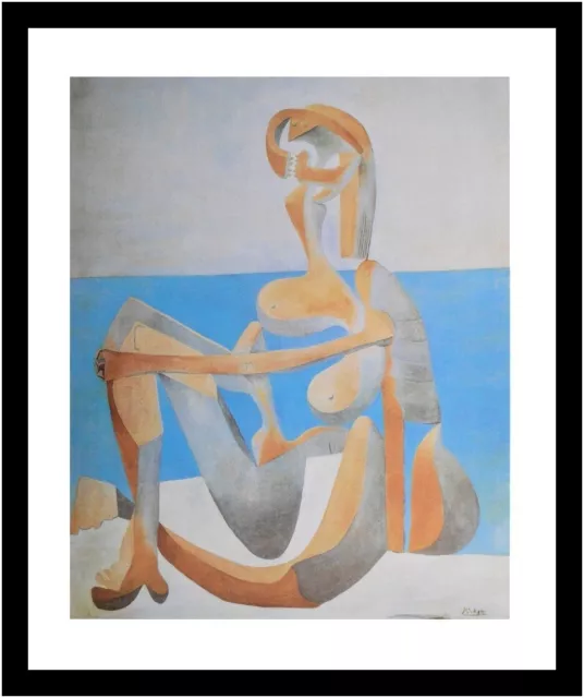 Pablo Picasso Poster Bild im Rahmen Baigneuse assise au bord de la mer 50x40cm