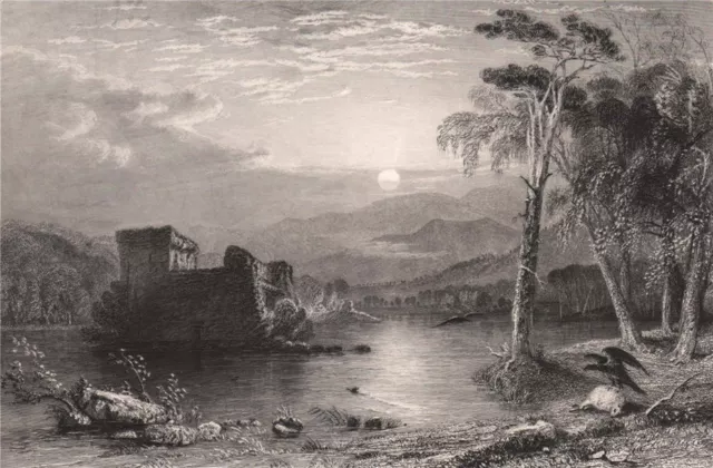Loch an Eilein. Inverness-shire. Scotland. ALLOM 1838 old antique print