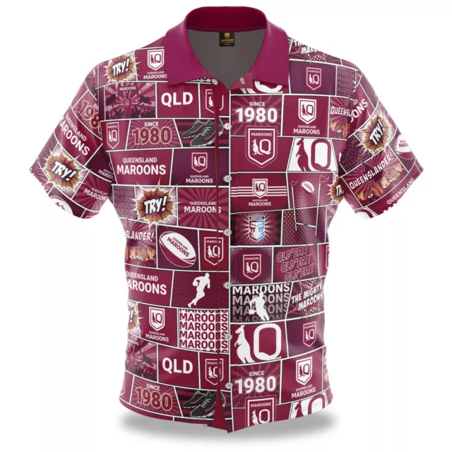 NRL Fanatics Button Up Polo Shirt - Queensland Maroons - Rugby League - QLD