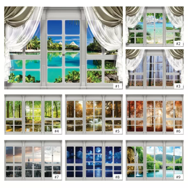 FENSTERBLICK 3D Fototapete Fenster Natur Wald Landschaft VLIES TAPETE XXL 822