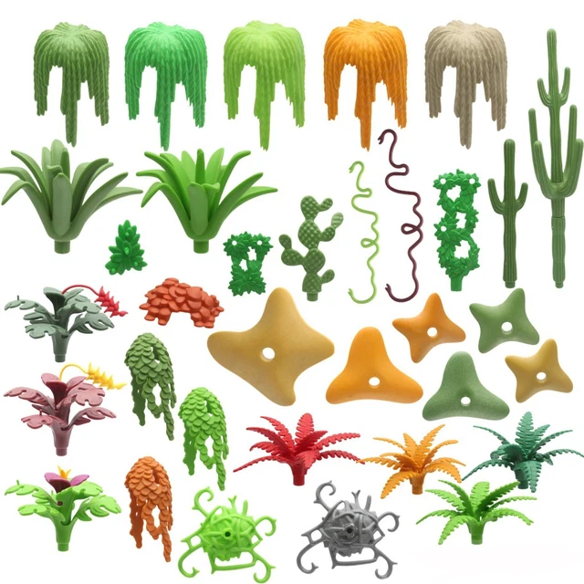 Végétation Playmobil Jungle - Plantes Fleurs Bleu Orange Pour Dinosaures T-Rex, Occasion