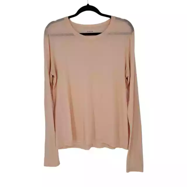 Vince Essential Long Sleeve Pima Cotton Top Tee Peach Women's Size L Large