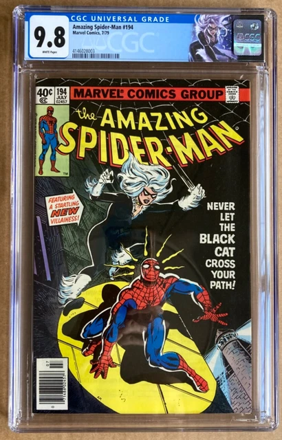 Amazing Spider-man # 194 cgc 9.8 1 st Black Cat Stan Lee White Pgs Newstand