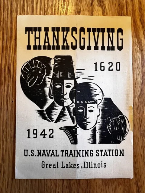 Naval Training Station Great Lakes Ill 1942 Thanksgiving  Menu