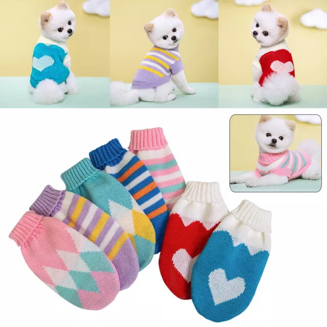 Winter Knitted Puppy Dog Jumper Sweater Pet Clothes For Small Dogs Dog Coat UK