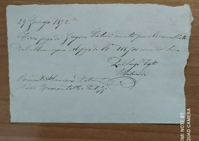 Lettera per ricevuta di pagamento