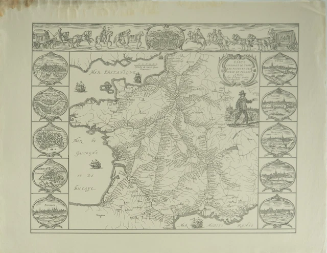 CARTE DES FLEUVES de France - Carte originale ancienne, 1626 EUR 99,00