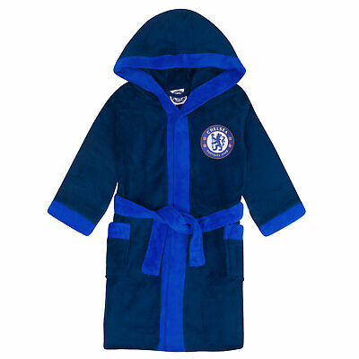 Manchester City FC Official Football Gift Mens Hooded Fleece Dressing Gown Robe 