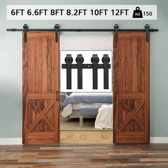 6.6ft Sliding Barn Door Hardware Kit Wood Modern Hang Style Track Rail Set