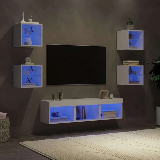Mobili Pensili 2 pz Bianchi Lucidi 68x30x20cm Legno Multistrato
