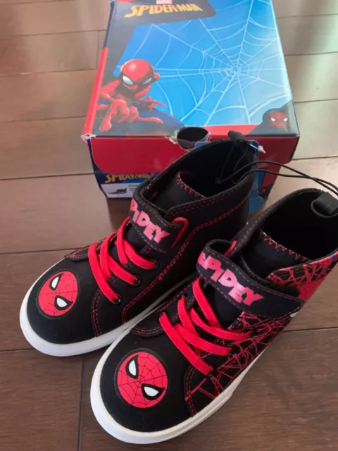 new toddler boys Marvel spiderman black red canvas sneakers - size 7,10,13 only